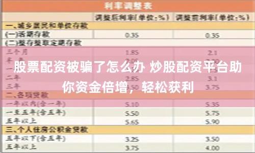 股票配资被骗了怎么办 炒股配资平台助你资金倍增，轻松获利