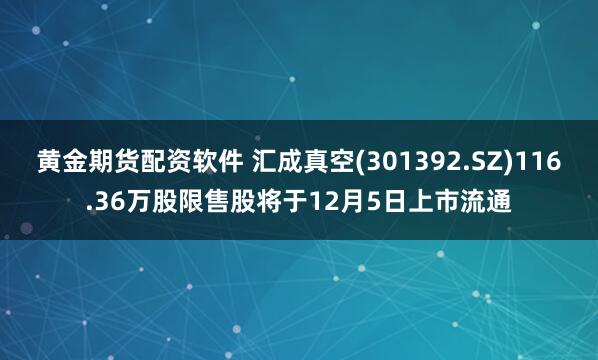 黄金期货配资软件 汇成真空(301392.SZ)116.36万股限售股将于12月5日上市流通
